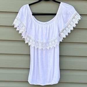 Ardene Flounce Off The Shoulder Bohemian Ruffle Top Womens Size M